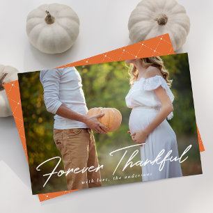 Cartes Pour Fêtes Annuelles Forever Thanksgiving Script Orange Photo Thanksgiv