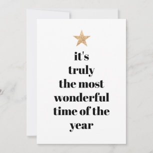 Cartes Pour Fêtes Annuelles Forme d'arbre simple Étoile dorée Citation noir et