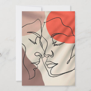 Cartes Pour Fêtes Annuelles Formes Abstraites Dessin d'une ligne Couple minima