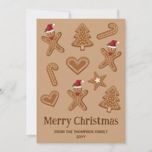 Cartes Pour Fêtes Annuelles Formes de biscuits de Noël en pain d'épices sur fo
