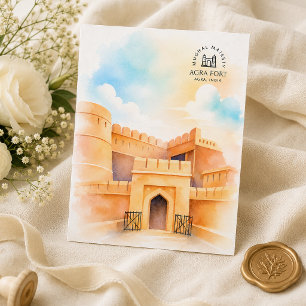 Cartes Pour Fêtes Annuelles Fort d'Agra Inde Paysage Architectural