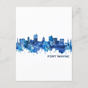 Cartes Pour Fêtes Annuelles Fort Wayne Indiana Skyline Blue