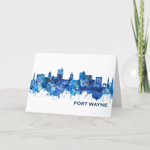 Cartes Pour Fêtes Annuelles Fort Wayne Indiana Skyline Blue