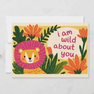 Cartes Pour Fêtes Annuelles Fou de toi Mignon Lion Drôle Saint Valentin