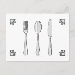 Cartes Pour Fêtes Annuelles Fourchette, cuillère, et couteau