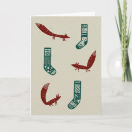 Cartes Pour Fêtes Annuelles Fox and Tree Christmas Card: Snow