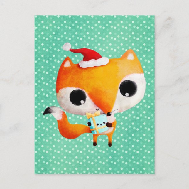 Cartes Pour Fêtes Annuelles Fox mignon de Noël (Devant)