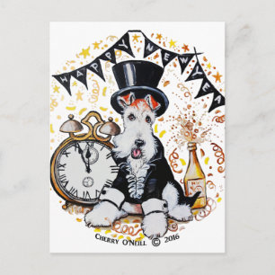 Cartes Pour Fêtes Annuelles Fox Terrier Bonne année