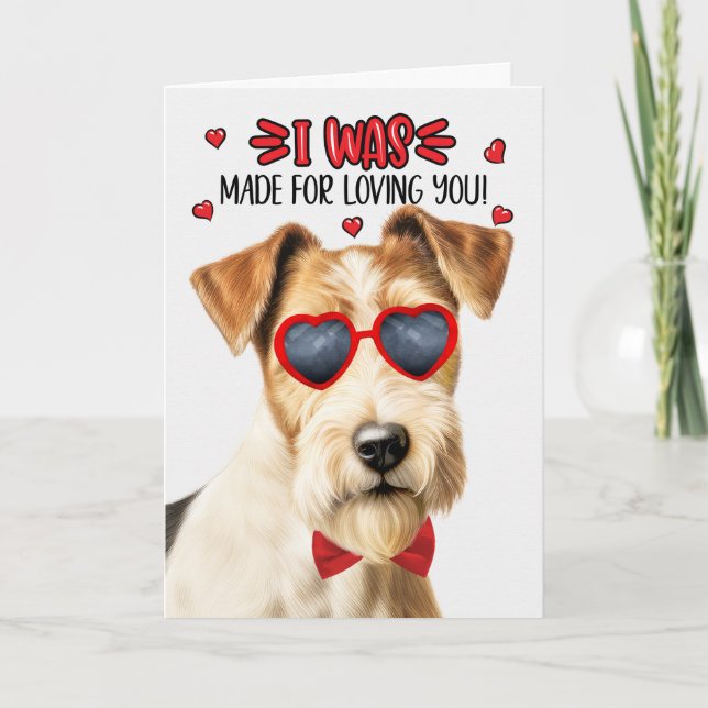 Cartes Pour Fêtes Annuelles Fox Terrier Chien fait pour vous aimer Valentine (Devant)