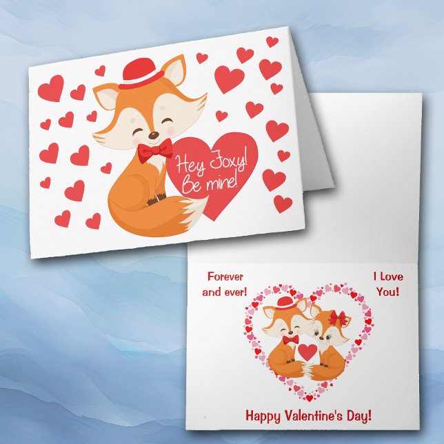 Cartes Pour Fêtes Annuelles Foxy Red Heart Valentine (Créateur téléchargé)