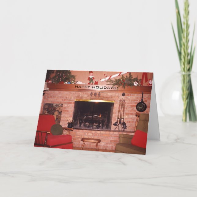 Cartes Pour Fêtes Annuelles Foyer de Noël (Devant)