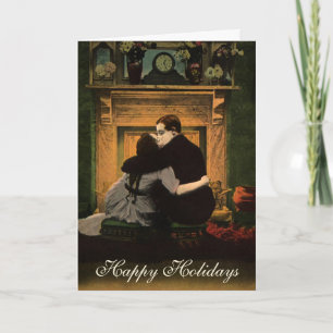 Cartes Pour Fêtes Annuelles Foyer de Noël, d'Amour et de Romance
