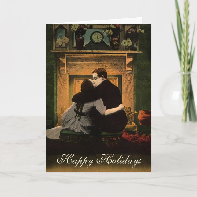 Cartes Pour Fêtes Annuelles Foyer de Noël, d'Amour et de Romance (Devant)