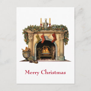 Cartes Pour Fêtes Annuelles Foyer victorien cosy Noël