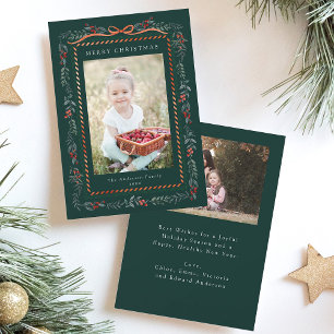 Cartes Pour Fêtes Annuelles Framage d'airelle rouge Noël 2 Photo Vert