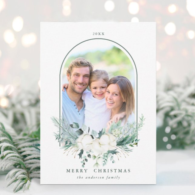 Cartes Pour Fêtes Annuelles Frame Arrière Fleur de Coton Photo Noël (Créateur téléchargé)