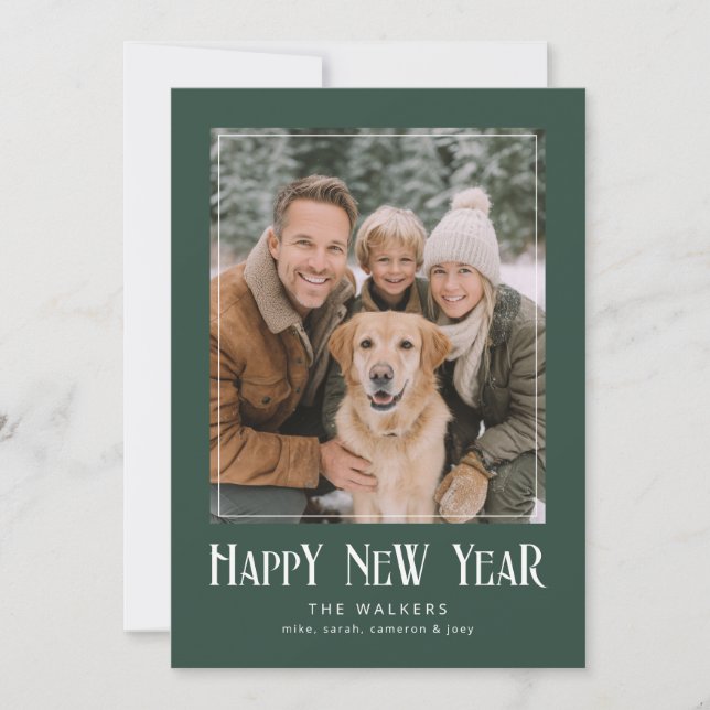 Cartes Pour Fêtes Annuelles Framed Classic New Year Photo (Devant)