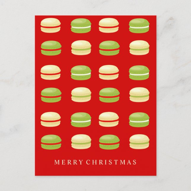 Cartes Pour Fêtes Annuelles Français rouge Macarons de Noël vert et blanc (Devant)