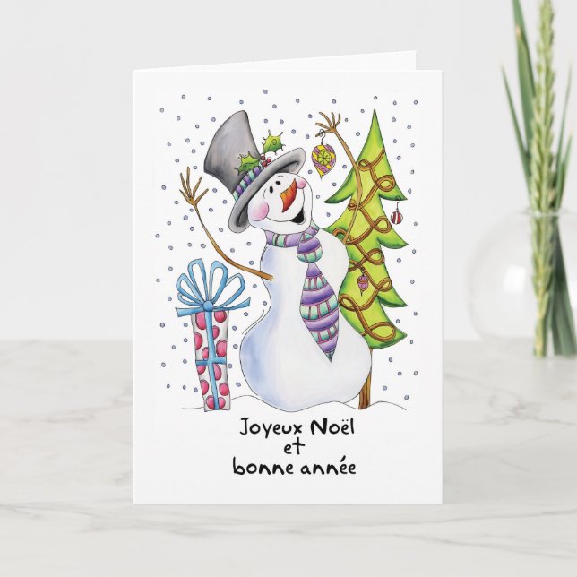 Cartes Pour Fêtes Annuelles Français - Snowman - Happy Snowman - Joyeux Noël (Devant)