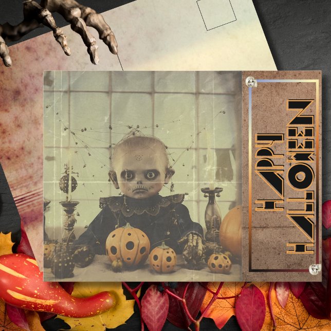 Cartes Pour Fêtes Annuelles Freaky Doll Eerie Halloween (Créateur téléchargé)