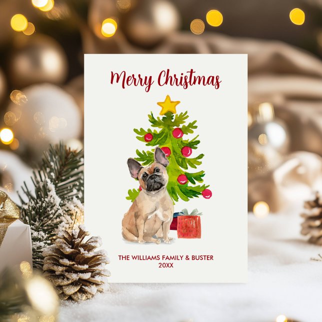 Cartes Pour Fêtes Annuelles French Buldog Chien de famille Noël (Créateur téléchargé)