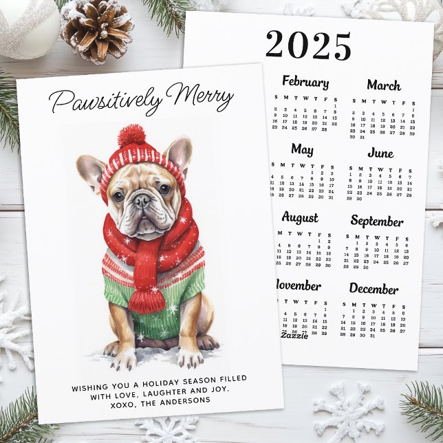 Cartes Pour Fêtes Annuelles French Bulldog 2025 Calendrier Amoureux des chiens (Créateur téléchargé)
