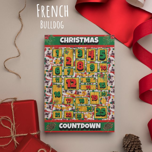 Cartes Pour Fêtes Annuelles French Bulldog Compte à rebours Calendrier de l'Av (Créateur téléchargé)