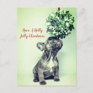 Cartes Pour Fêtes Annuelles French Bulldog et Mistletoe Solive Christmas