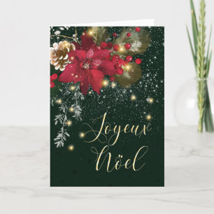 Cartes Pour Fêtes Annuelles French Christmas Poinsettia Pine Holly Garland