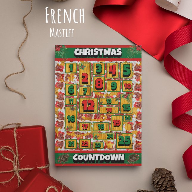 Cartes Pour Fêtes Annuelles French Mastiff Compte à rebours Calendrier de l'Av (Créateur téléchargé)