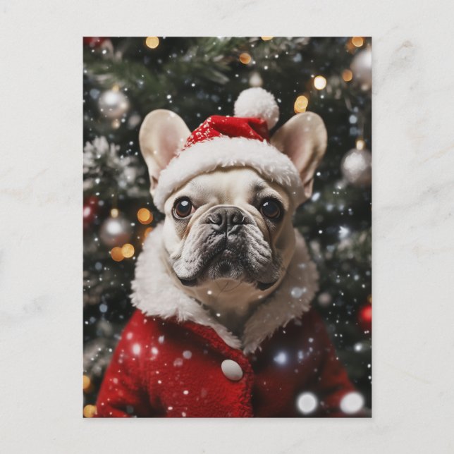 Cartes Pour Fêtes Annuelles Frenchie Festif : Un Portrait de Fête (Devant)