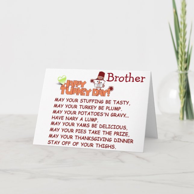 CARTES POUR FÊTES ANNUELLES ***FRÈRE*** À TRAVERS LES MILES À * MERCI* (Devant)