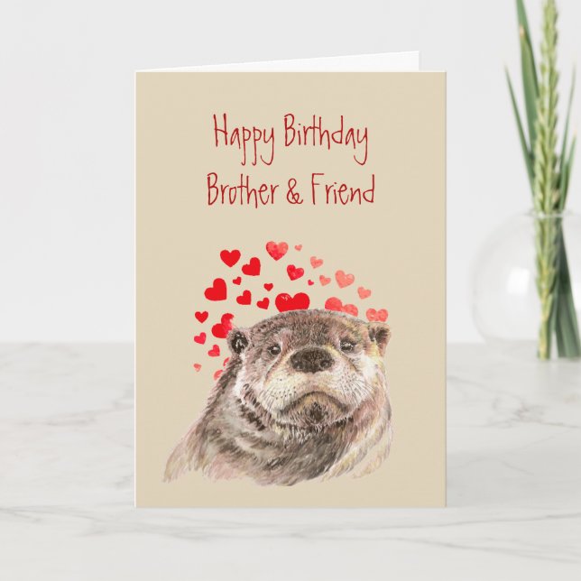 Cartes Pour Fêtes Annuelles Frère Anniversaire Amour Coeur mignon Otter Animal (Devant)