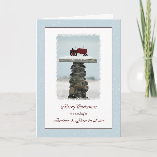 Cartes Pour Fêtes Annuelles Frère et soeur en droit Tracteur de Noël (Devant)