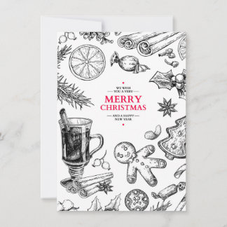 Cartes Pour Fêtes Annuelles Friandises de Noël dessin vintage. Vacances de Noë