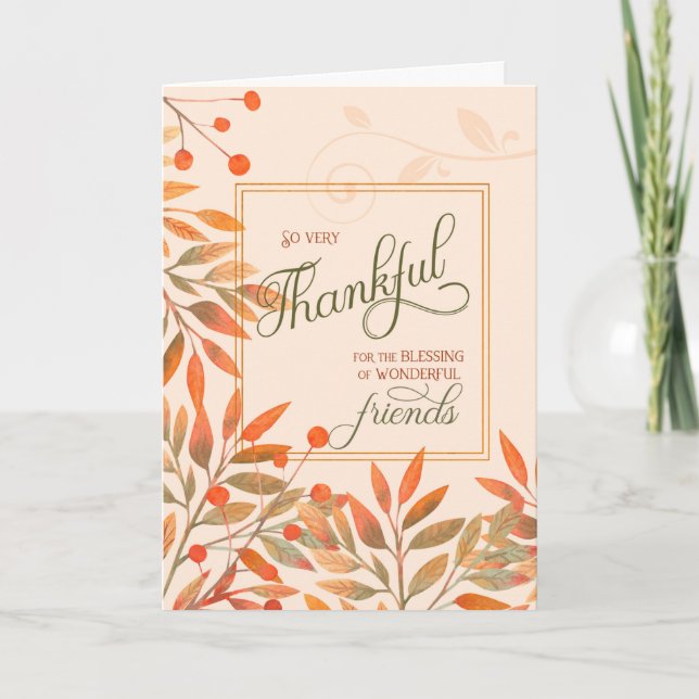 Cartes Pour Fêtes Annuelles Friends Couple Automne Harvest Feuilles Thanksgivi (Devant)