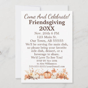 Cartes Pour Fêtes Annuelles Friendsgiving Automne Automne Thanksgiving Invitat