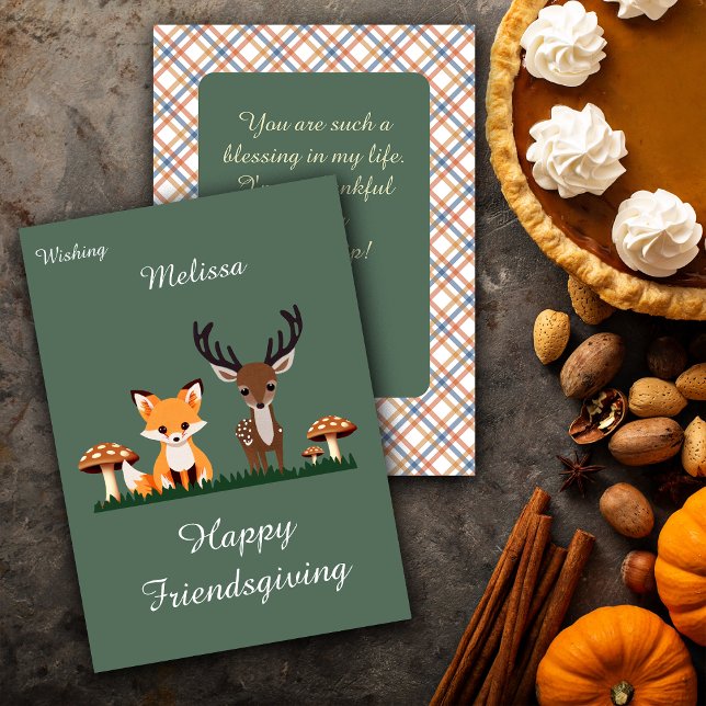 Cartes Pour Fêtes Annuelles Friendsgiving Bois Fantastiques Nom Personnalisé (Créateur téléchargé)