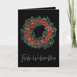 Cartes Pour Fêtes Annuelles Frohe Weihnachten, couronne allemande de Noël