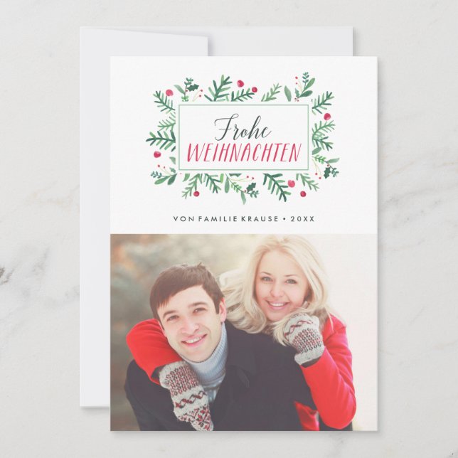 Cartes Pour Fêtes Annuelles Frohe Weihnachten Laub | Weihnachtskarte (Devant)