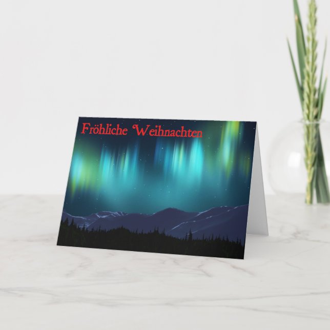 Cartes Pour Fêtes Annuelles Frohliche Weihnachten - Aurora Borealis (Devant)