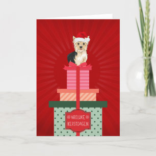 Cartes Pour Fêtes Annuelles Frolijke Kerstdaagen Yorkie Hond Cadeautjes Kerst