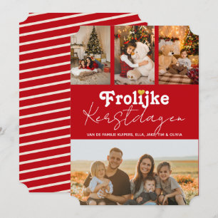Cartes Pour Fêtes Annuelles Frolijke Kerstdagen Rood 4 Fotos Kerskaart
