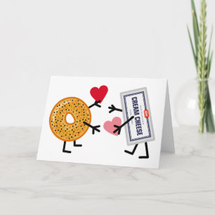 Cartes Pour Fêtes Annuelles Fromage de bagel et fondu - coeurs mignons d'amour