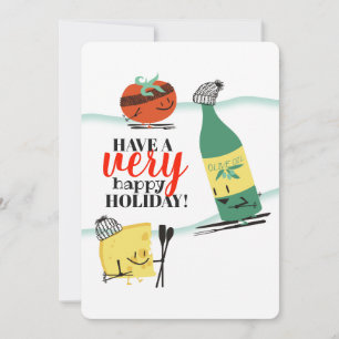 Cartes Pour Fêtes Annuelles Fromage d'huile d'olive tomate rétro