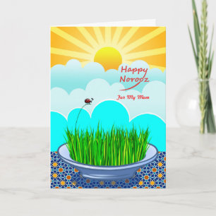 Cartes Pour Fêtes Annuelles Front personnalisé Happy Norooz pour Maman, Sabzeh