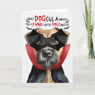 Cartes Pour Fêtes Annuelles Frontière Chien Terrier Drôle nombre DOGcula Hallo