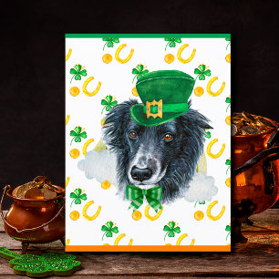 Cartes Pour Fêtes Annuelles Frontière Collie Chien Shamrock Saint-Patricks Jou