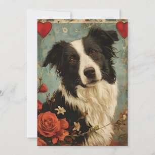 Cartes Pour Fêtes Annuelles Frontière Collie Vintage Saint Valentin