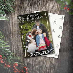 Cartes Pour Fêtes Annuelles Frontière de Noël rustique Nom de famille Photo de